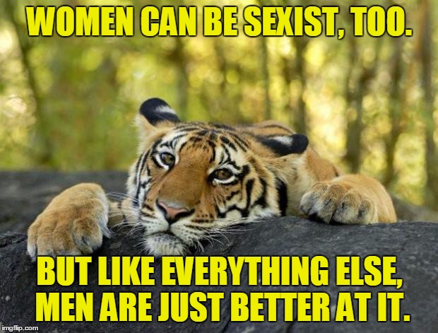 WOMEN CAN BE SEXIST, TOO. BUT LIKE EVERYTHING ELSE, MEN ARE JUST BETTER AT IT. | made w/ Imgflip meme maker