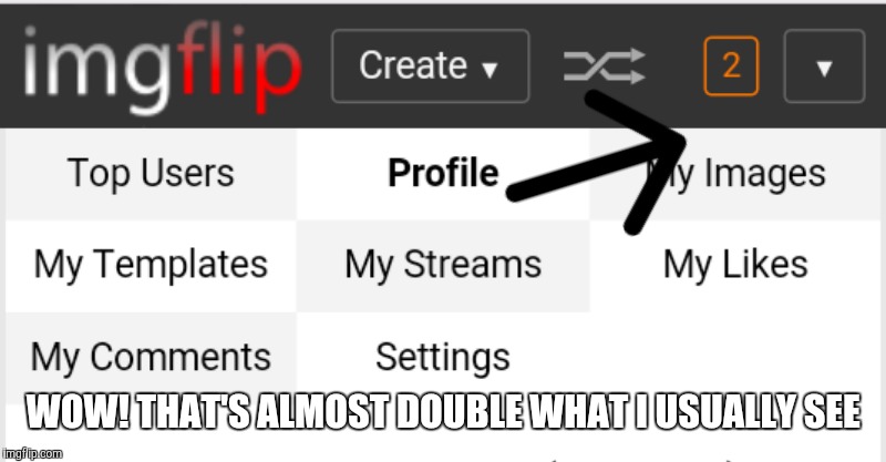 Notification  | WOW! THAT'S ALMOST DOUBLE WHAT I USUALLY SEE | image tagged in memes | made w/ Imgflip meme maker