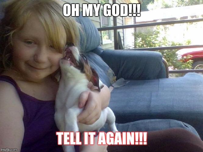 OH MY GOD!!! TELL IT AGAIN!!! | image tagged in dogs,face,jokes | made w/ Imgflip meme maker