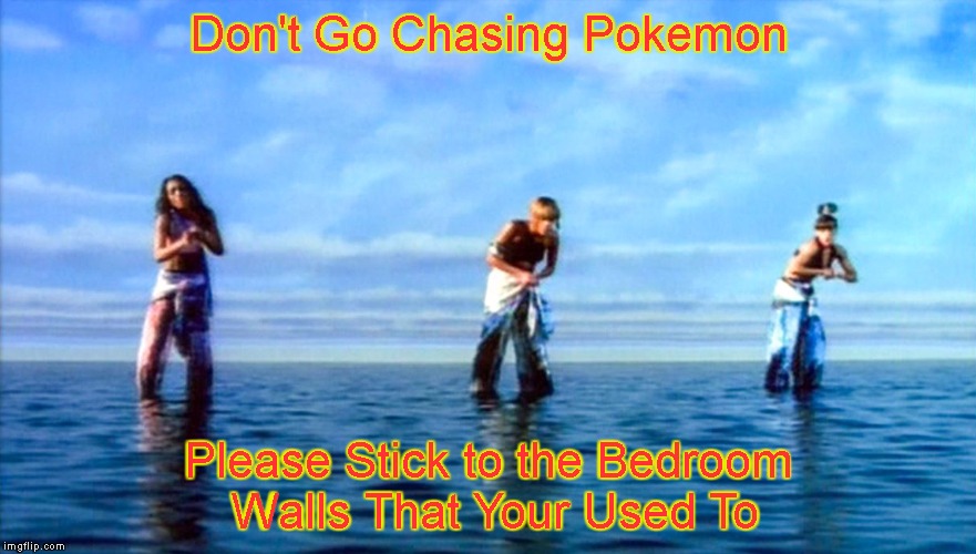 Chasing Pokemon | Don't Go Chasing Pokemon; Please Stick to the Bedroom Walls That Your Used To | image tagged in pokemon go,tlc | made w/ Imgflip meme maker