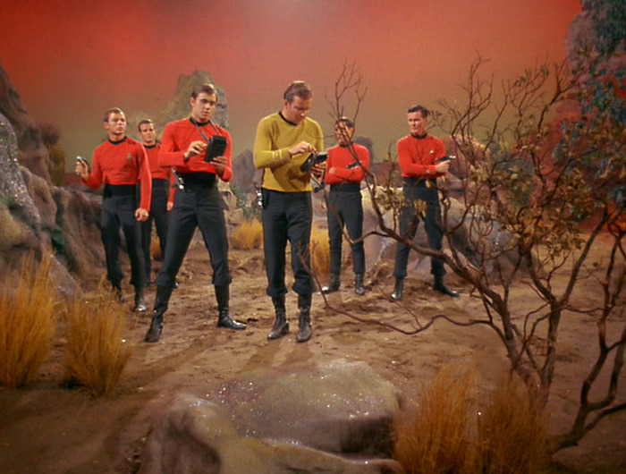 Five red shirts Blank Meme Template