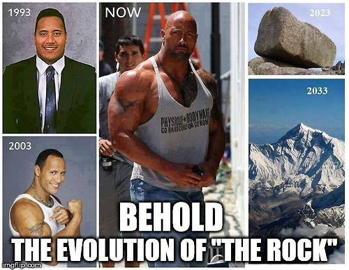 BEHOLD THE EVOLUTION OF "THE ROCK"  | THE EVOLUTION OF "THE ROCK"; BEHOLD | image tagged in memes,funny,dwayne johnson,the rock,evolution,darwin | made w/ Imgflip meme maker