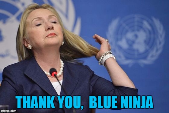 Hillary | THANK YOU,  BLUE NINJA | image tagged in hillary | made w/ Imgflip meme maker