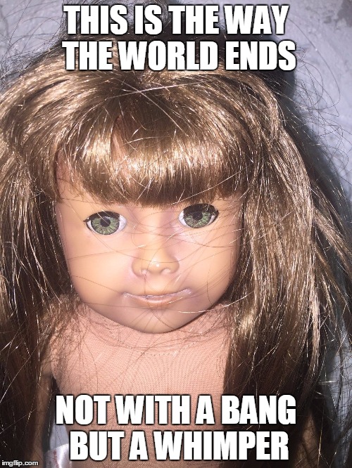 THIS IS THE WAY THE WORLD ENDS; NOT WITH A BANG BUT A WHIMPER | made w/ Imgflip meme maker