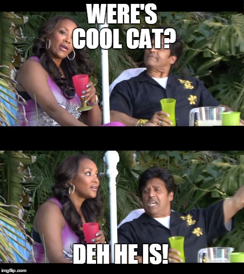 Deh he is | WERE'S COOL CAT? DEH HE IS! | image tagged in cool cat | made w/ Imgflip meme maker