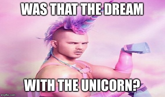 WAS THAT THE DREAM WITH THE UNICORN? | made w/ Imgflip meme maker