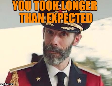 Captain Obvious | YOU TOOK LONGER THAN EXPECTED | image tagged in captain obvious | made w/ Imgflip meme maker