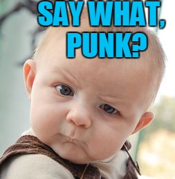 Skeptical Baby Meme | SAY WHAT,  PUNK? | image tagged in memes,skeptical baby | made w/ Imgflip meme maker