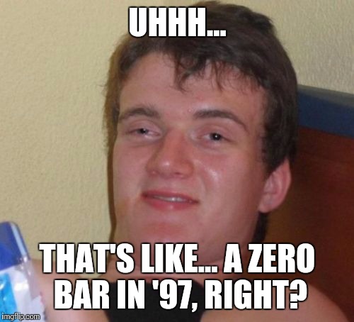 10 Guy Meme | UHHH... THAT'S LIKE... A ZERO BAR IN '97, RIGHT? | image tagged in memes,10 guy | made w/ Imgflip meme maker