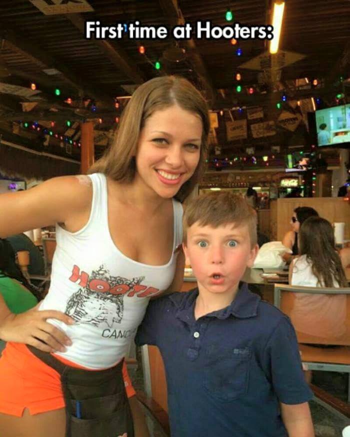 1ST Time at HOOTERS Blank Meme Template