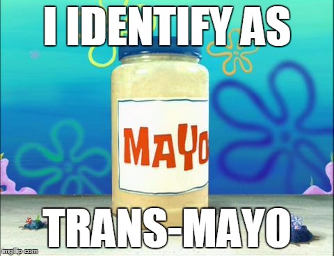 Mayonnaise | I IDENTIFY AS TRANS-MAYO | image tagged in mayonnaise | made w/ Imgflip meme maker