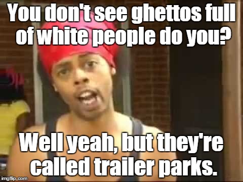 Hide yo Kids | You don't see ghettos full of white people do you? Well yeah, but they're called trailer parks. | image tagged in hide yo kids | made w/ Imgflip meme maker