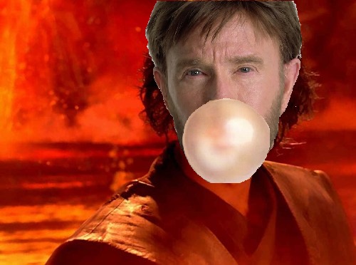 Chuck Norris Blows Bubble With Now & Later Blank Meme Template