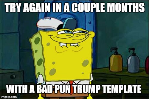 Don't You Squidward Meme | TRY AGAIN IN A COUPLE MONTHS WITH A BAD PUN TRUMP TEMPLATE | image tagged in memes,dont you squidward | made w/ Imgflip meme maker