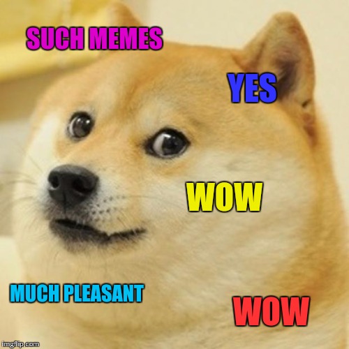 Doge Meme | SUCH MEMES YES WOW MUCH PLEASANT WOW | image tagged in memes,doge | made w/ Imgflip meme maker