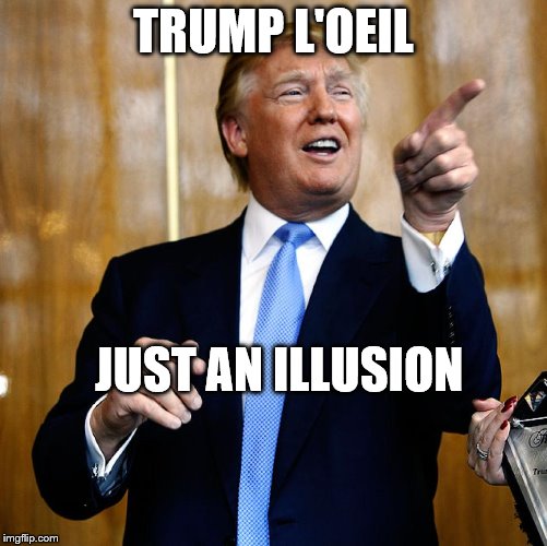 Donald Trump | TRUMP L'OEIL; JUST AN ILLUSION | image tagged in donald trump | made w/ Imgflip meme maker