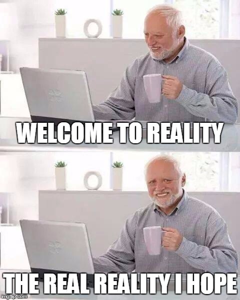 Hide the Pain Harold Meme | WELCOME TO REALITY; THE REAL REALITY I HOPE | image tagged in memes,hide the pain harold | made w/ Imgflip meme maker