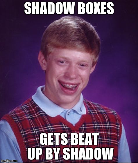 Bad Luck Brian Meme | SHADOW BOXES; GETS BEAT UP BY SHADOW | image tagged in memes,bad luck brian | made w/ Imgflip meme maker