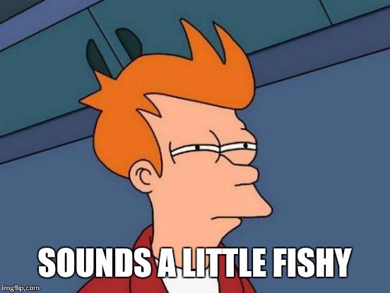 Futurama Fry Meme | SOUNDS A LITTLE FISHY | image tagged in memes,futurama fry | made w/ Imgflip meme maker