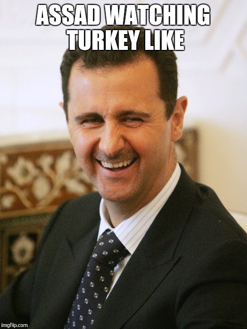 Haha | ASSAD WATCHING TURKEY LIKE | image tagged in assad,turkey,erdogan,syria,civil war,memes | made w/ Imgflip meme maker