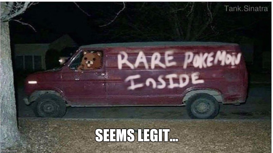 I wonder who would fall for it? | SEEMS LEGIT... | image tagged in pokemon go,van,bad luck brian | made w/ Imgflip meme maker