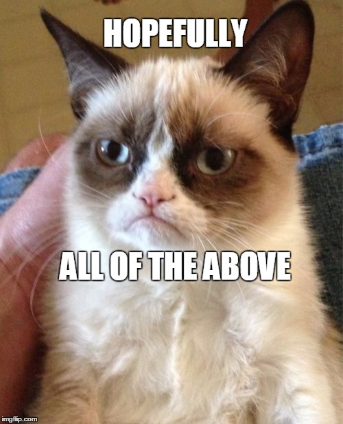 Grumpy Cat Meme | HOPEFULLY ALL OF THE ABOVE | image tagged in memes,grumpy cat | made w/ Imgflip meme maker