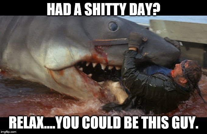 having a bad day? | HAD A SHITTY DAY? RELAX....YOU COULD BE THIS GUY. | image tagged in having a bad day | made w/ Imgflip meme maker