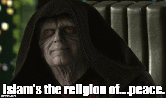 Darth Sidious | Islam's the religion of....peace. | image tagged in darth sidious,islam,isis,muslims | made w/ Imgflip meme maker