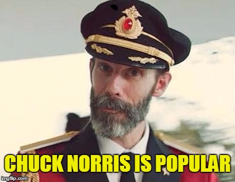 Captain Obvious | CHUCK NORRIS IS POPULAR | image tagged in captain obvious | made w/ Imgflip meme maker