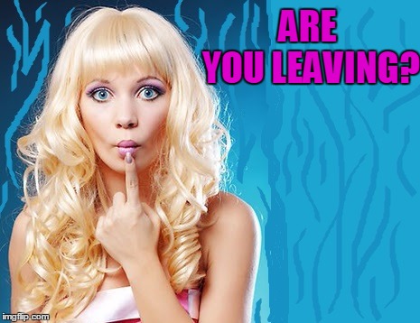 ditzy blonde | ARE YOU LEAVING? | image tagged in ditzy blonde | made w/ Imgflip meme maker