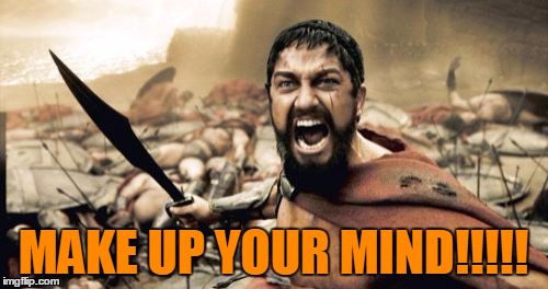 Sparta Leonidas Meme | MAKE UP YOUR MIND!!!!! | image tagged in memes,sparta leonidas | made w/ Imgflip meme maker