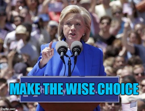 Hillary | MAKE THE WISE CHOICE | image tagged in hillary | made w/ Imgflip meme maker