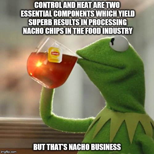 But That's None Of My Business | CONTROL AND HEAT ARE TWO ESSENTIAL COMPONENTS WHICH YIELD SUPERB RESULTS IN PROCESSING NACHO CHIPS IN THE FOOD INDUSTRY; BUT THAT'S NACHO BUSINESS | image tagged in memes,but thats none of my business,kermit the frog,nachos | made w/ Imgflip meme maker