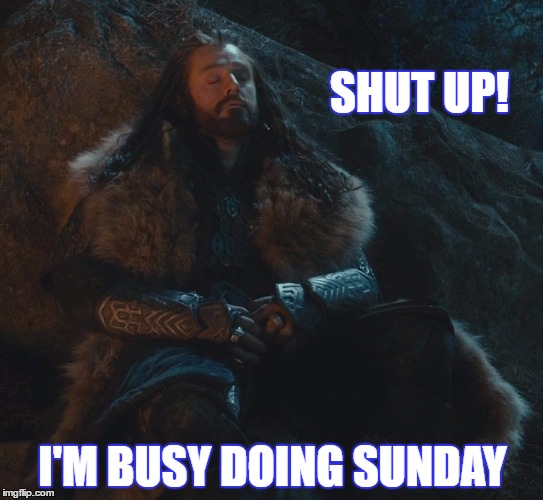 Quiet Sunday! | SHUT UP! I'M BUSY DOING SUNDAY | image tagged in thorin meme | made w/ Imgflip meme maker