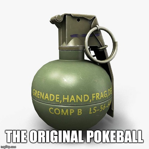 Mr. Grenade M67 | THE ORIGINAL POKEBALL | image tagged in mr grenade m67 | made w/ Imgflip meme maker