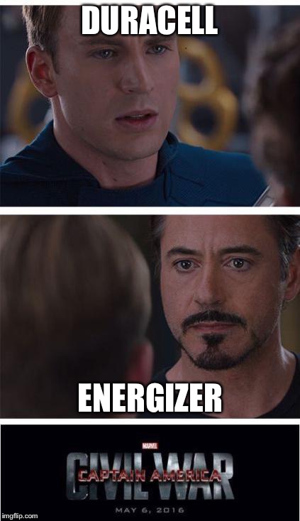 Battery... | DURACELL; ENERGIZER | image tagged in memes,marvel civil war 1 | made w/ Imgflip meme maker