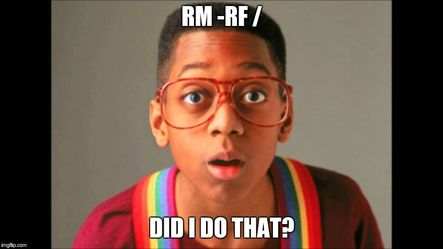 Did I do that? | RM -RF /; DID I DO THAT? | image tagged in did i do that | made w/ Imgflip meme maker