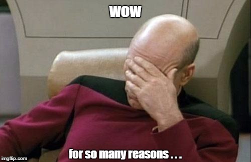 Captain Picard Facepalm Meme | wow for so many reasons . . . | image tagged in memes,captain picard facepalm | made w/ Imgflip meme maker