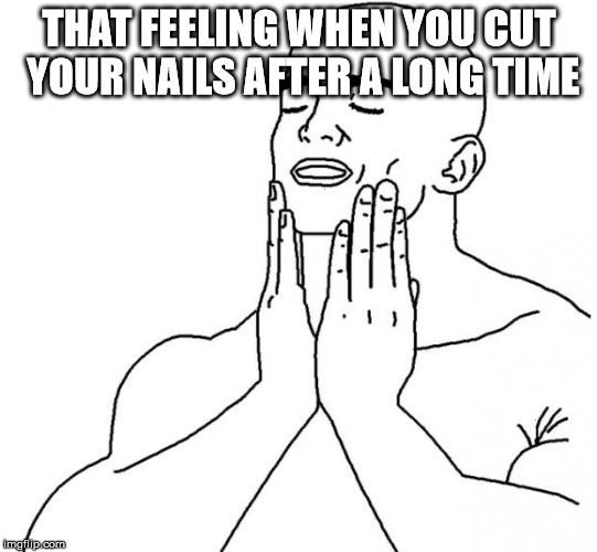 That feeling | THAT FEELING WHEN YOU CUT YOUR NAILS AFTER A LONG TIME | image tagged in that feeling | made w/ Imgflip meme maker
