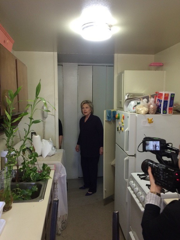 High Quality Hillary Shocked At Lower Class Kitchen Blank Meme Template