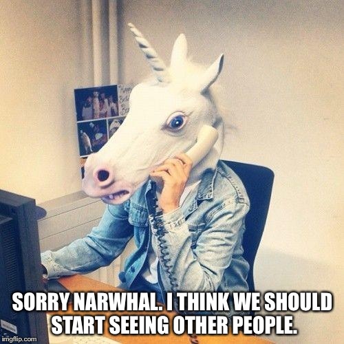 SORRY NARWHAL. I THINK WE SHOULD START SEEING OTHER PEOPLE. | made w/ Imgflip meme maker