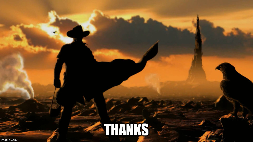 Cowboy superhero | THANKS | image tagged in cowboy superhero | made w/ Imgflip meme maker