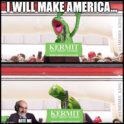Kermit Will Make America | I WILL MAKE AMERICA... BITE ME | image tagged in kermit will make america | made w/ Imgflip meme maker
