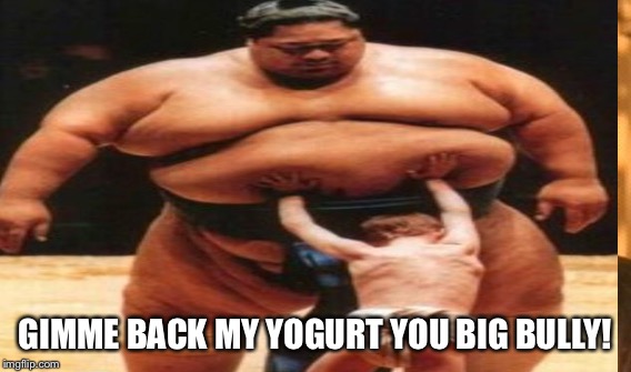 GIMME BACK MY YOGURT YOU BIG BULLY! | made w/ Imgflip meme maker