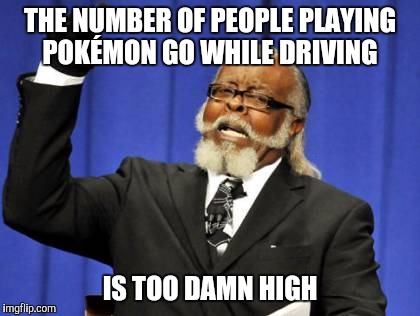 Too Damn High | THE NUMBER OF PEOPLE PLAYING POKÉMON GO WHILE DRIVING; IS TOO DAMN HIGH | image tagged in memes,too damn high | made w/ Imgflip meme maker