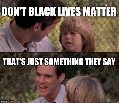 Seems like Empty words given the violence | DON'T BLACK LIVES MATTER; THAT'S JUST SOMETHING THEY SAY | image tagged in memes,thats just something x say | made w/ Imgflip meme maker