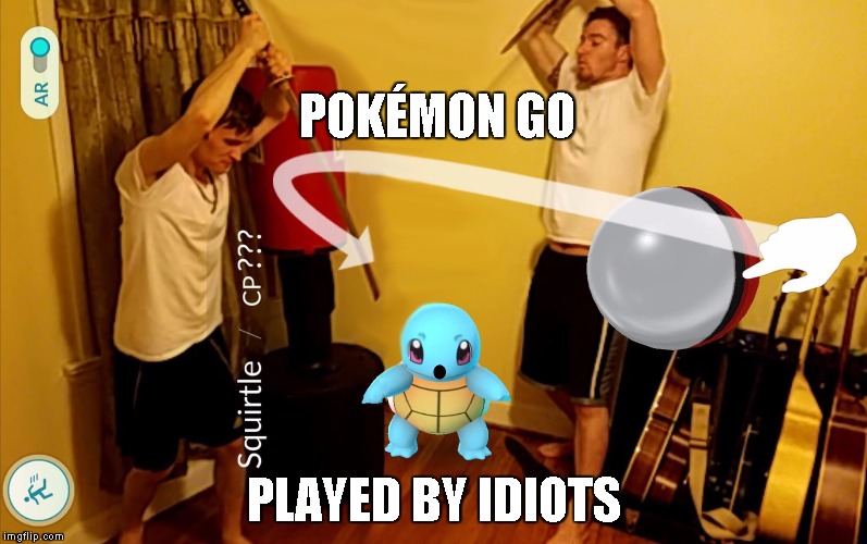 Pokémon Go Played by Idiots | POKÉMON GO; PLAYED BY IDIOTS | image tagged in pokemon go | made w/ Imgflip meme maker