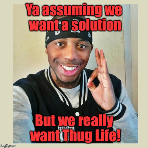 Ya assuming we want a solution But we really want Thug Life! | made w/ Imgflip meme maker