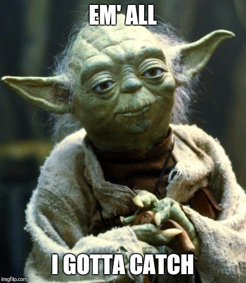 Star Wars Yoda | EM' ALL; I GOTTA CATCH | image tagged in memes,star wars yoda | made w/ Imgflip meme maker