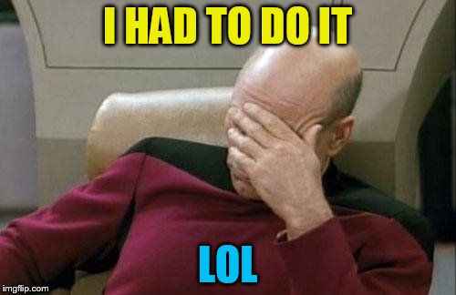 Captain Picard Facepalm Meme | I HAD TO DO IT LOL | image tagged in memes,captain picard facepalm | made w/ Imgflip meme maker